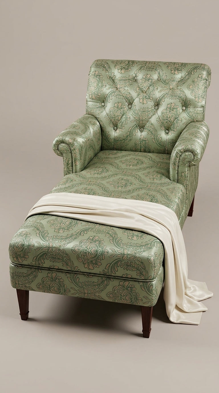 Sage Green Blush Damask Silk Fabric