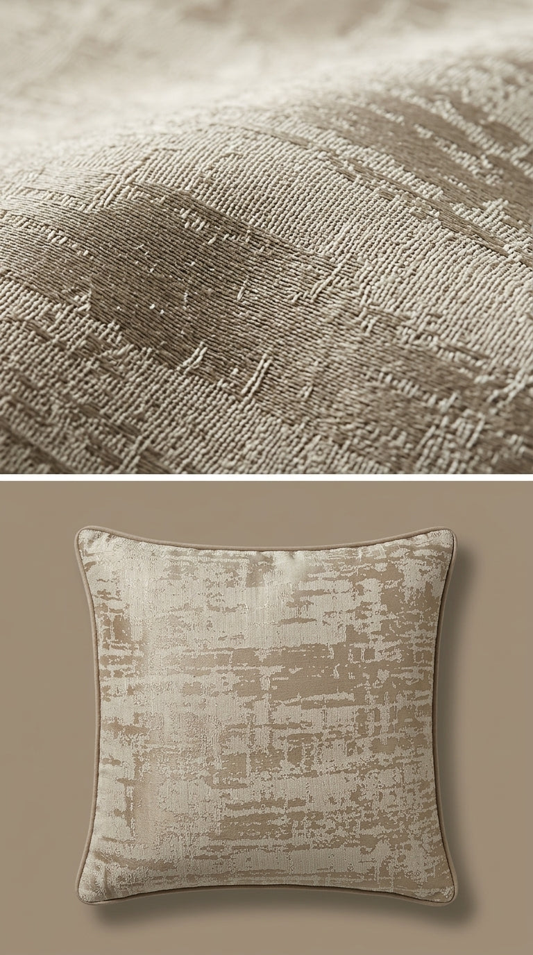 Abstract Satin Fabric — Taupe & Ivory