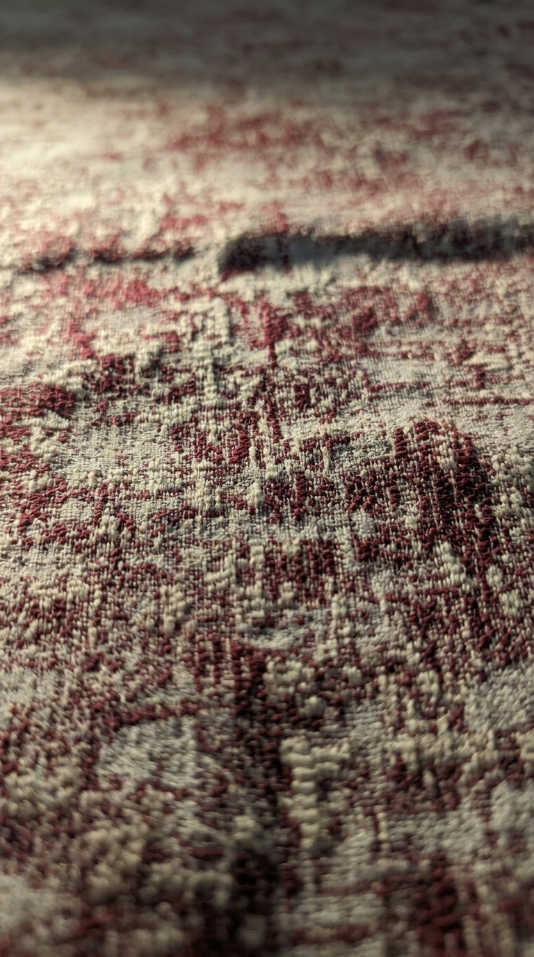 Abstract Satin Fabric — Crimson & Ivory