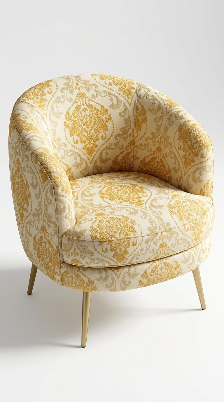 Damask Satin Fabric — Ivory & Gold