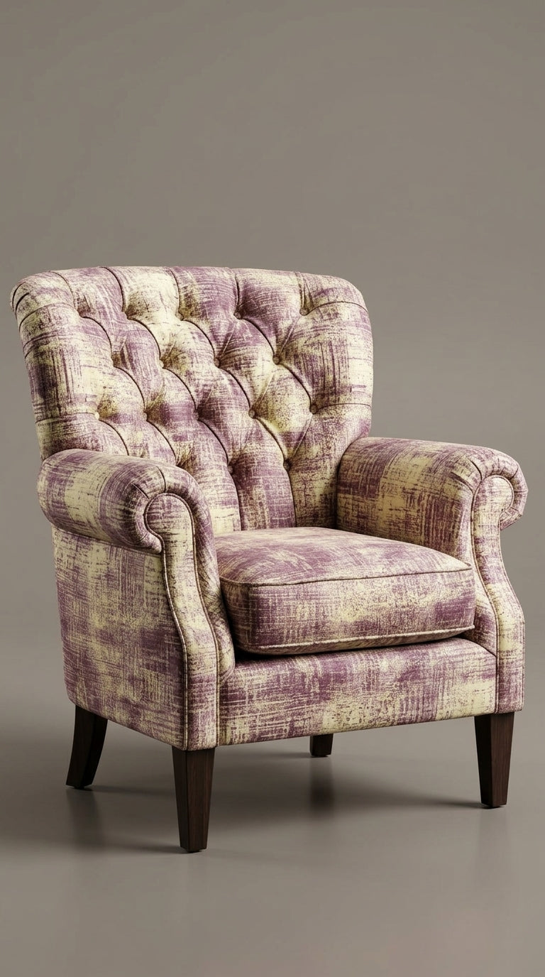 Abstract Distressed Jacquard Silk Fabric — Plum & Ivory Premium