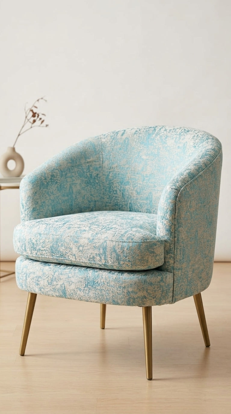 Abstract Satin Fabric — Turquoise & Ivory