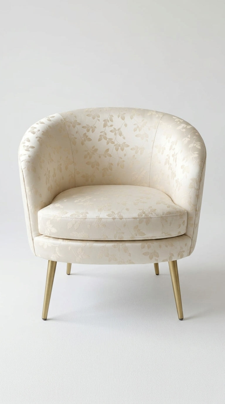 Cascading Leaf Silk Fabric — Ivory Tone-on-Tone