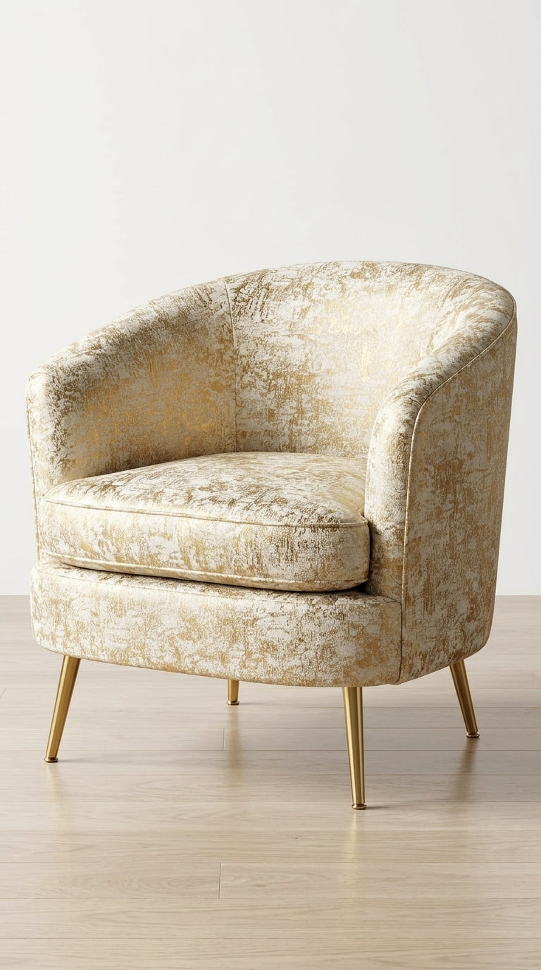 Abstract Satin Fabric — Ivory & Gold
