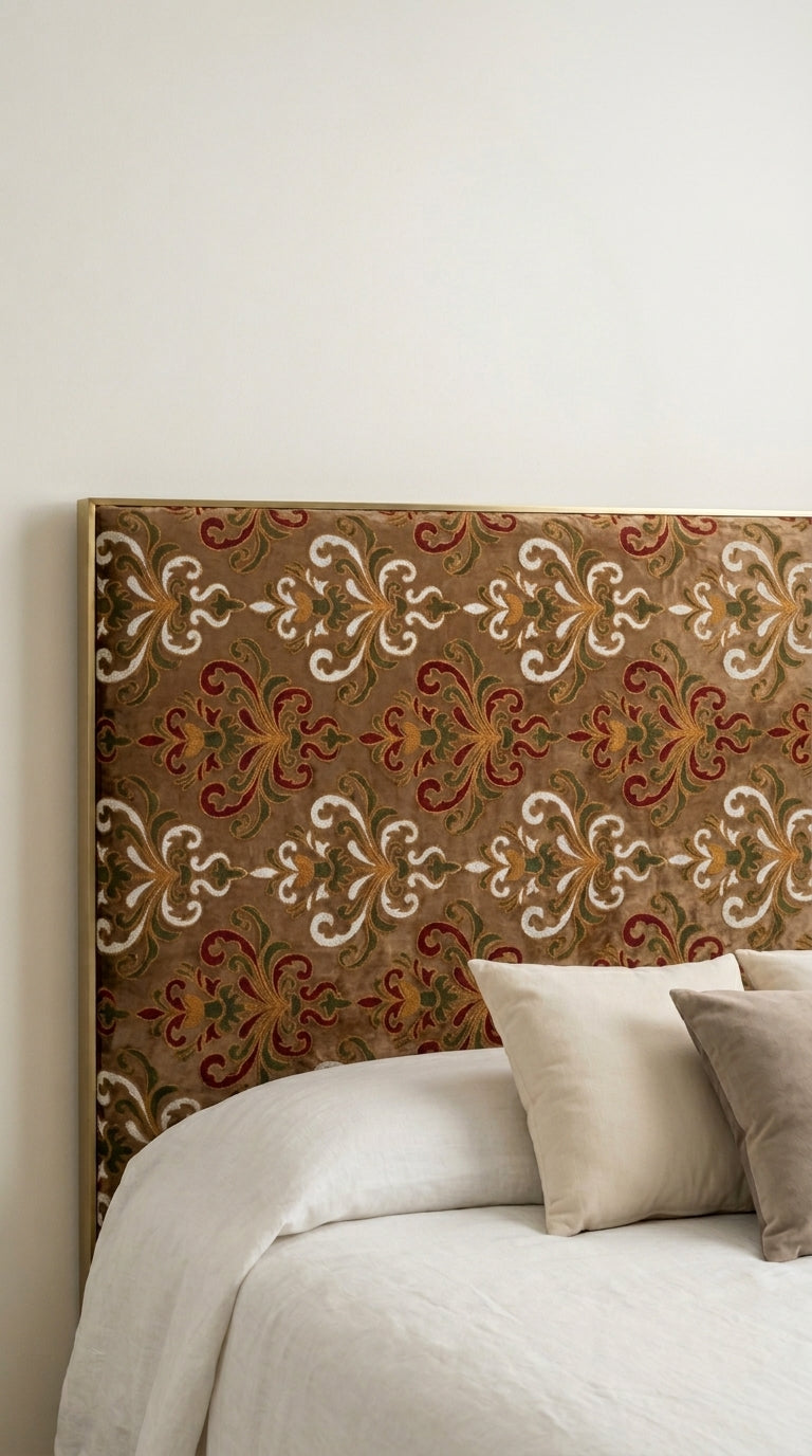 Brown Embroidered Baroque Fabric