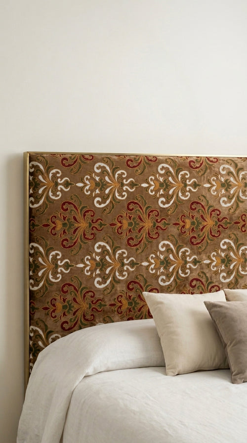 Brown Embroidered Baroque Fabric