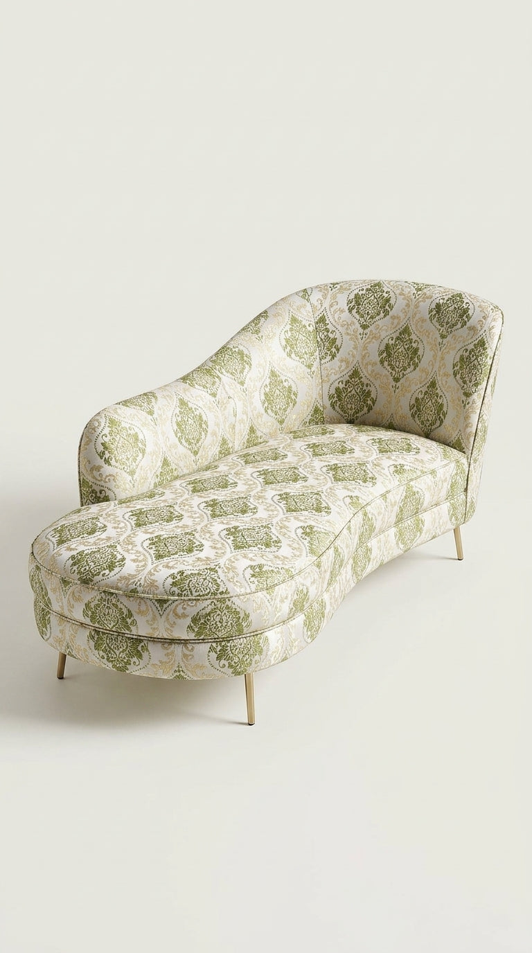 Green Damask Embroidered Fabric — Ivory & Olive