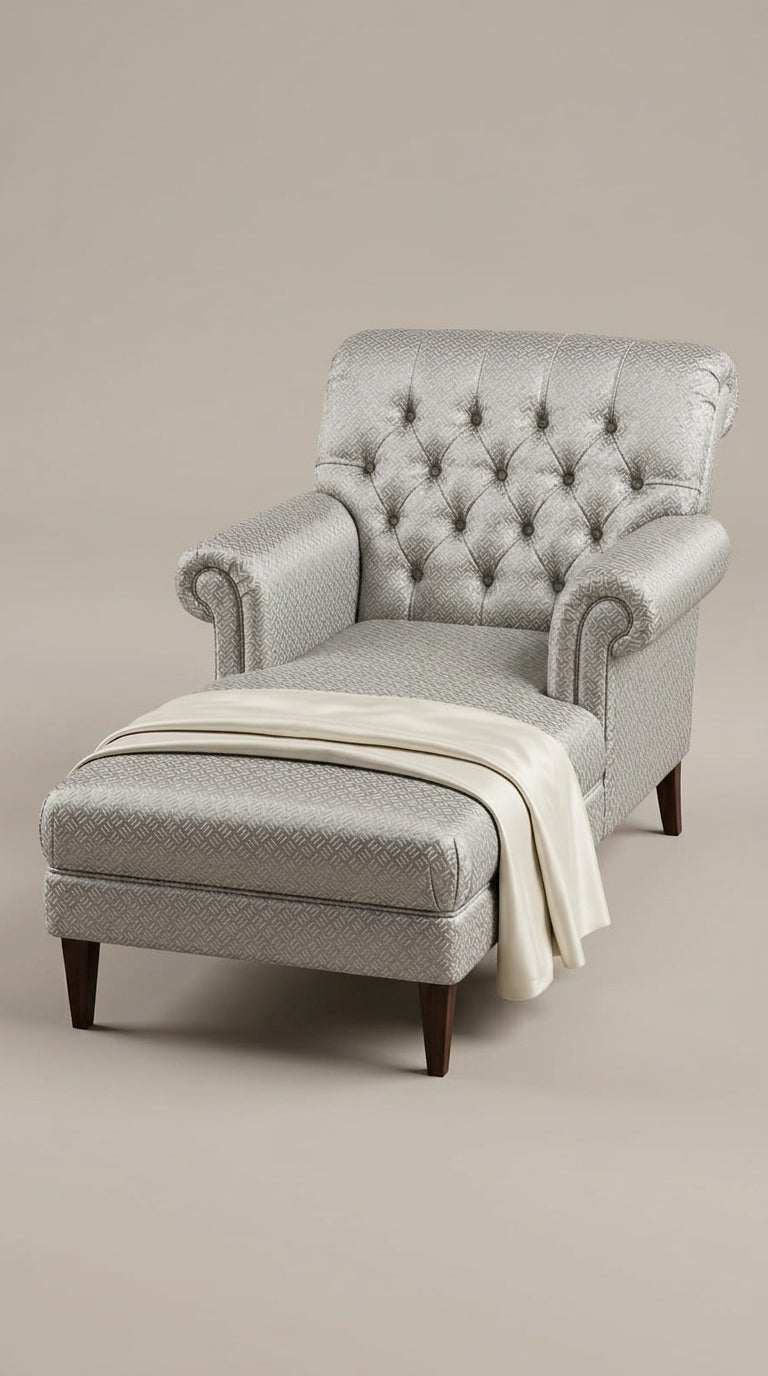 Silver Ivory Herringbone Silk Fabric