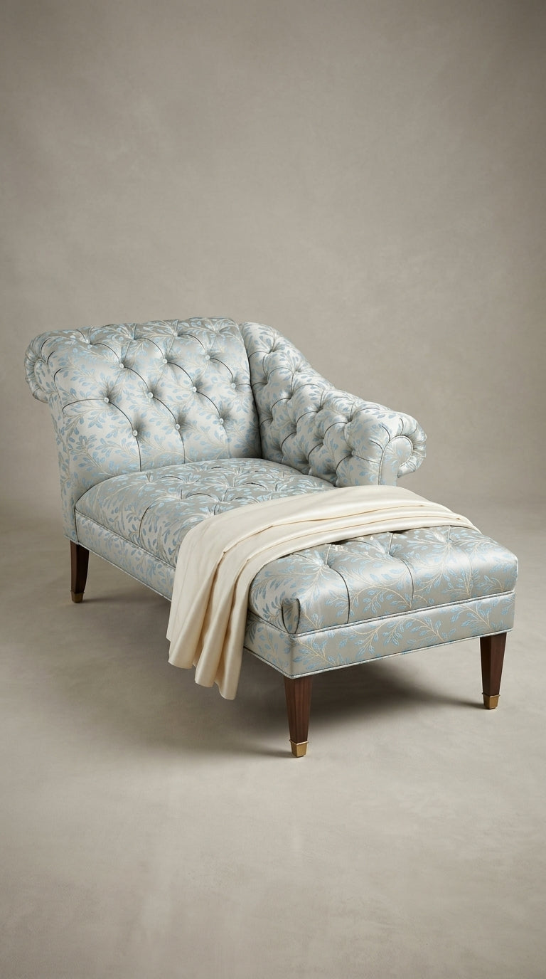 Powder Blue Gold Leaf Silk Fabric