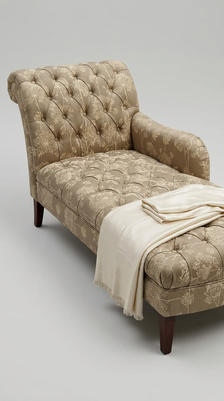 Dandelion Spray Silk Fabric — Taupe Tone-on-Tone