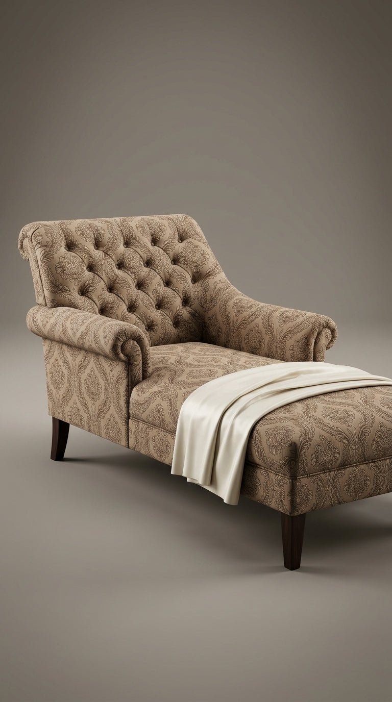 Damask Jacquard Silk Fabric — Gold & Taupe Premium
