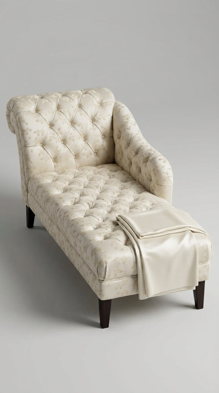 Cascading Leaf Silk Fabric — Ivory Tone-on-Tone