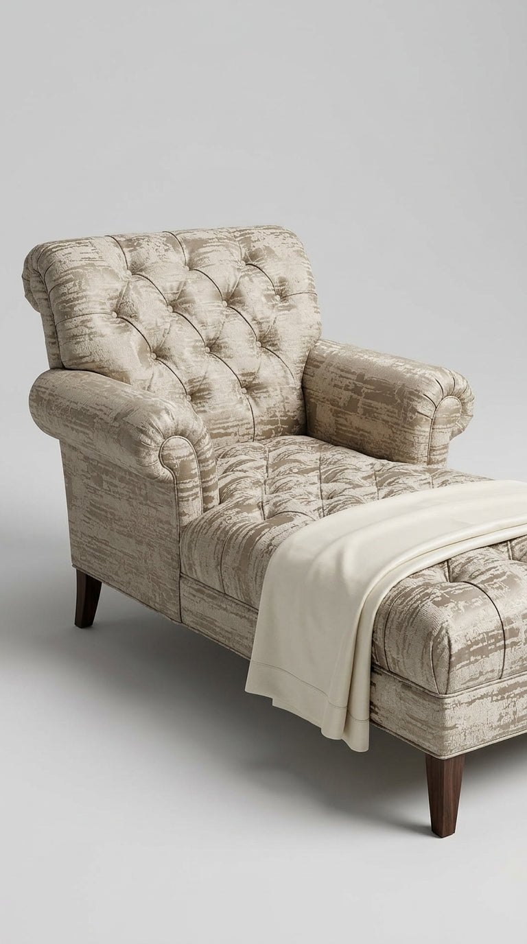 Abstract Satin Fabric — Taupe & Ivory