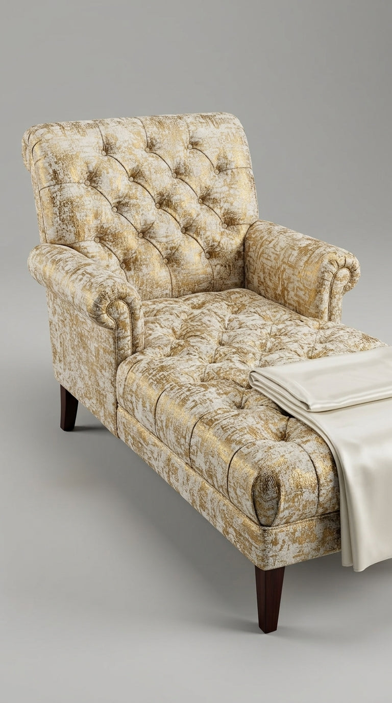 Abstract Satin Fabric — Ivory & Gold