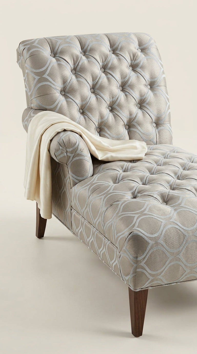 Wave Trellis Jacquard Fabric — Taupe & Ivory Premium