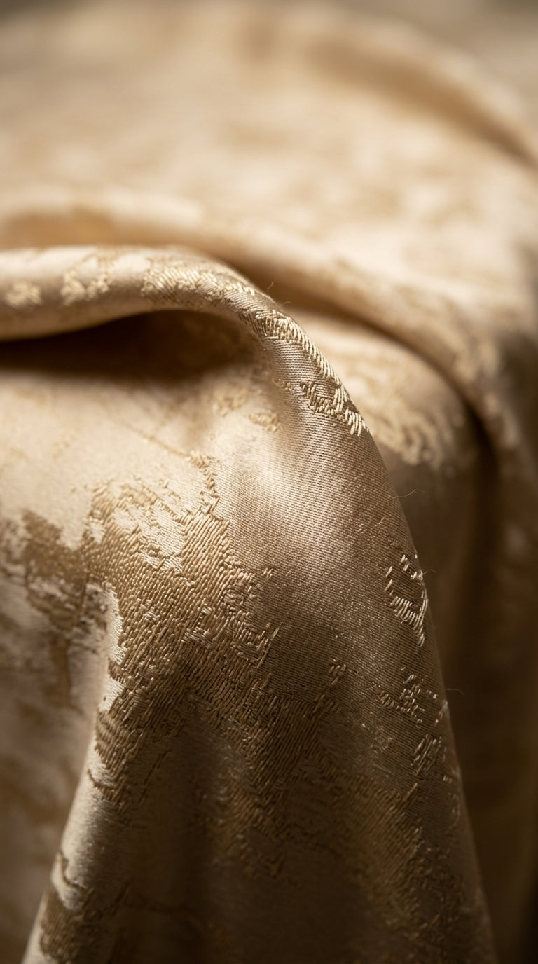 Marbled Satin Fabric — Champagne & Gold