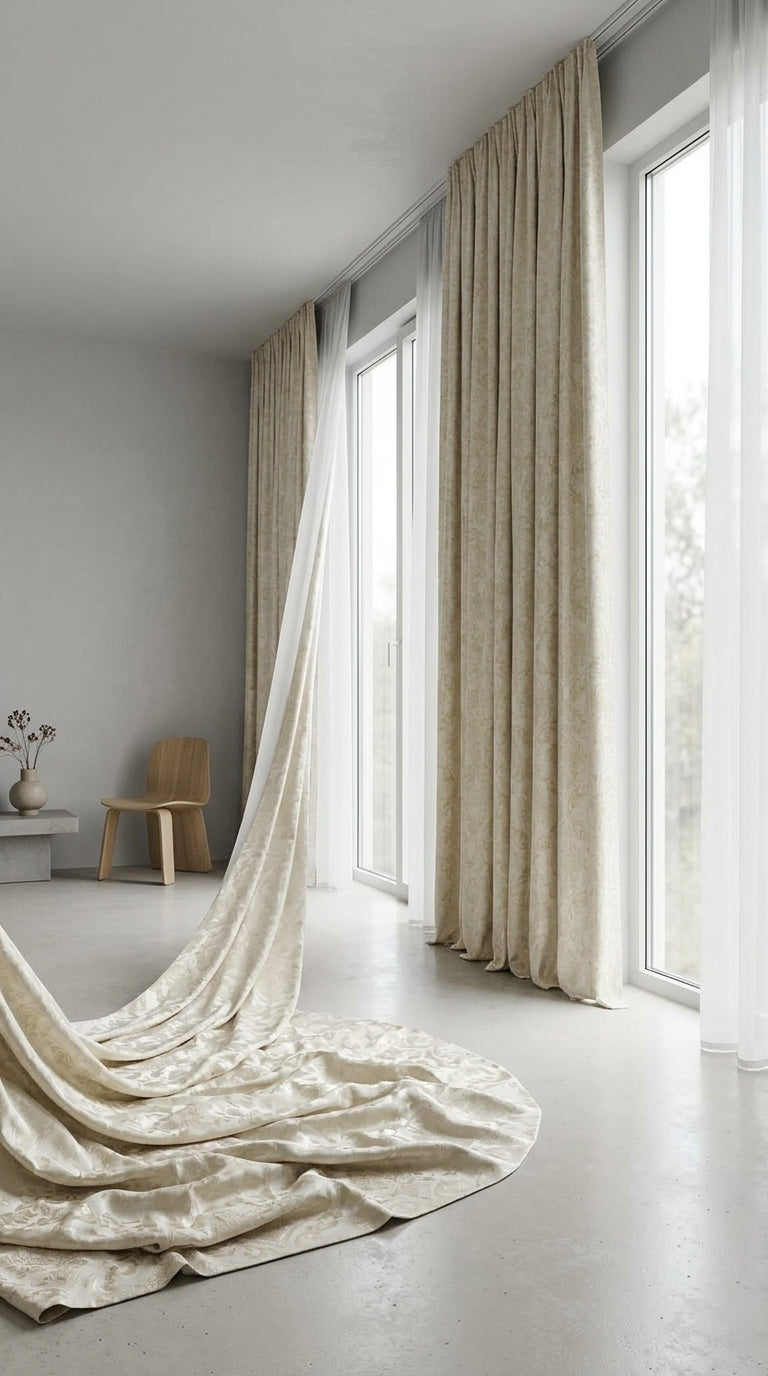 Damask Satin Fabric — Ivory & Champagne Gold