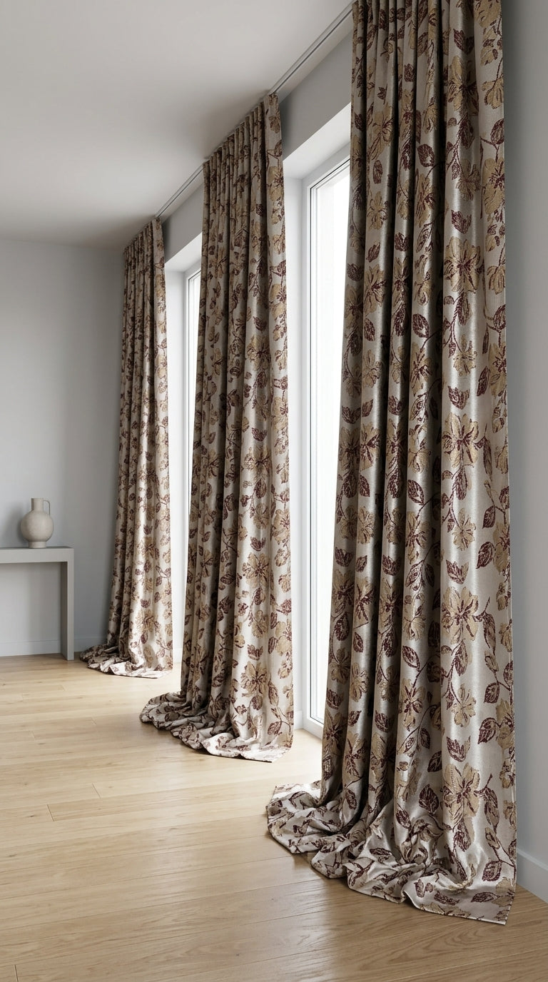 Floral Silk Fabric — Maroon & Gold Premium