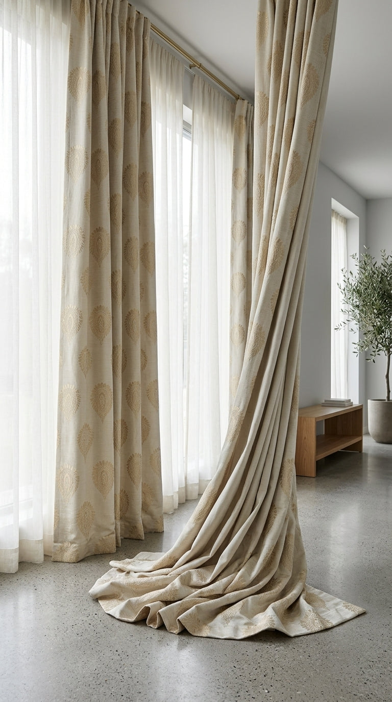 Embroidered Satin Fabric — Paisley Gold & Mauve