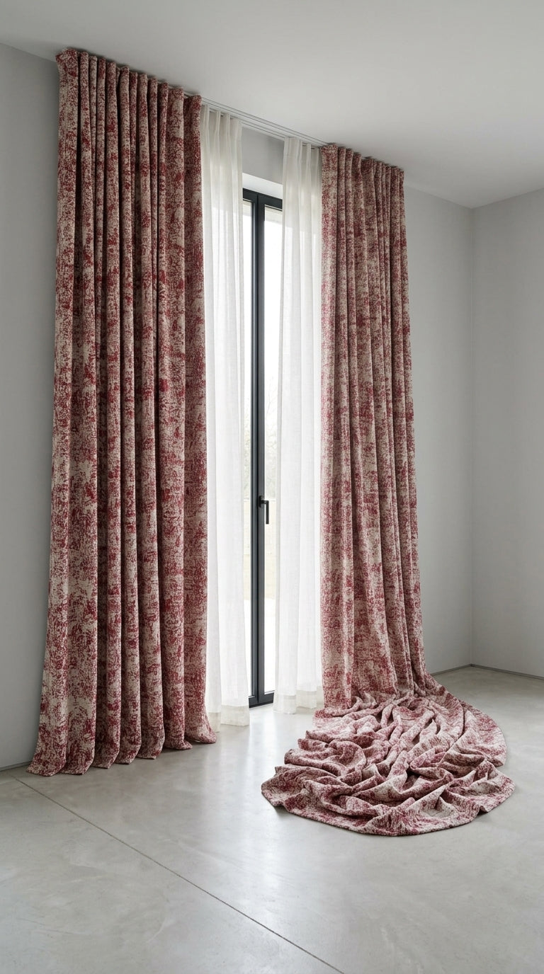 Abstract Satin Fabric — Crimson & Ivory