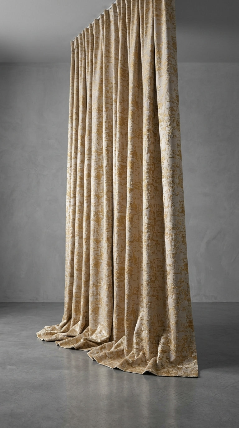 Zari Cloud Satin Fabric — Gold & Ivory