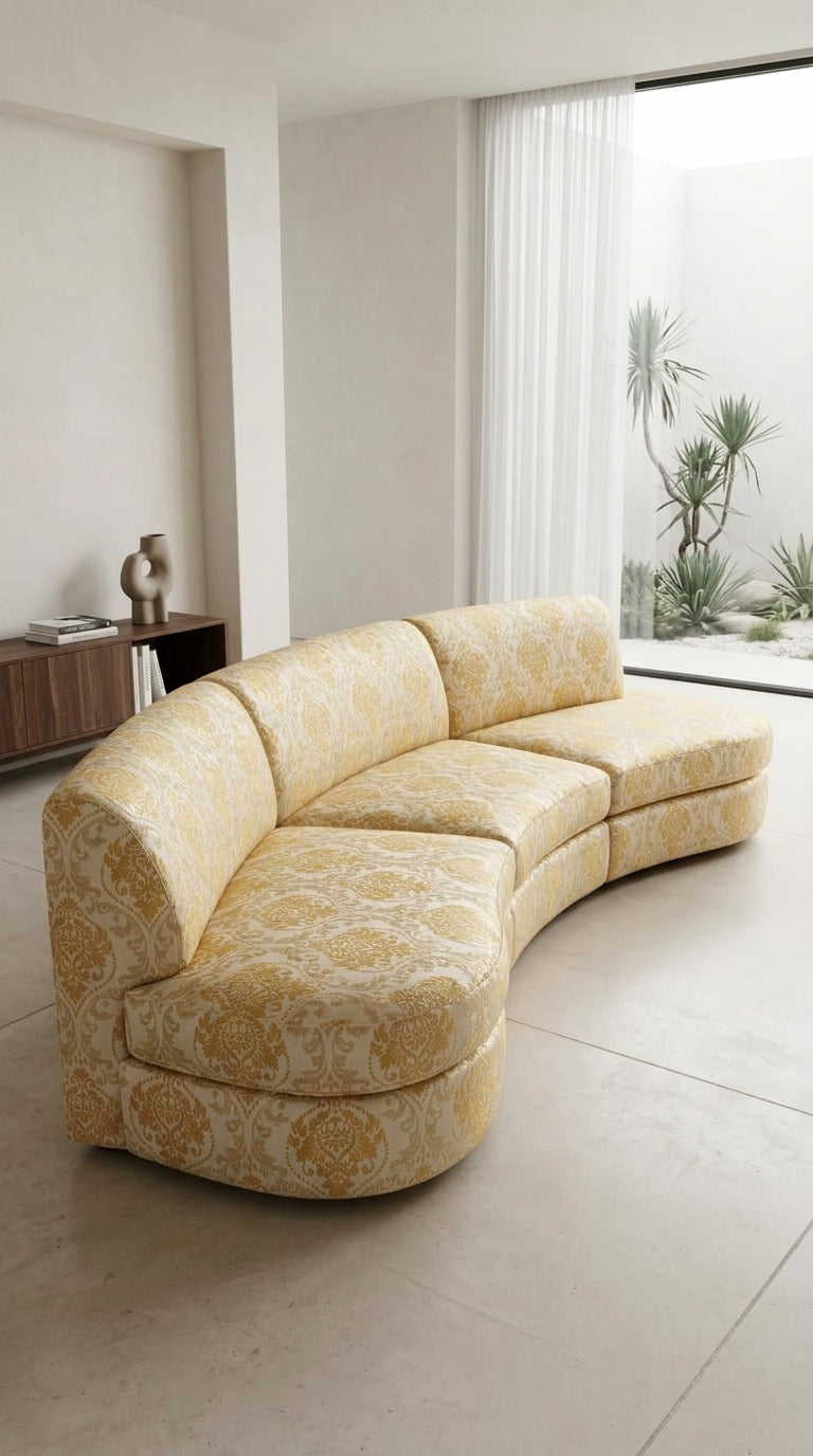 Damask Satin Fabric — Ivory & Gold