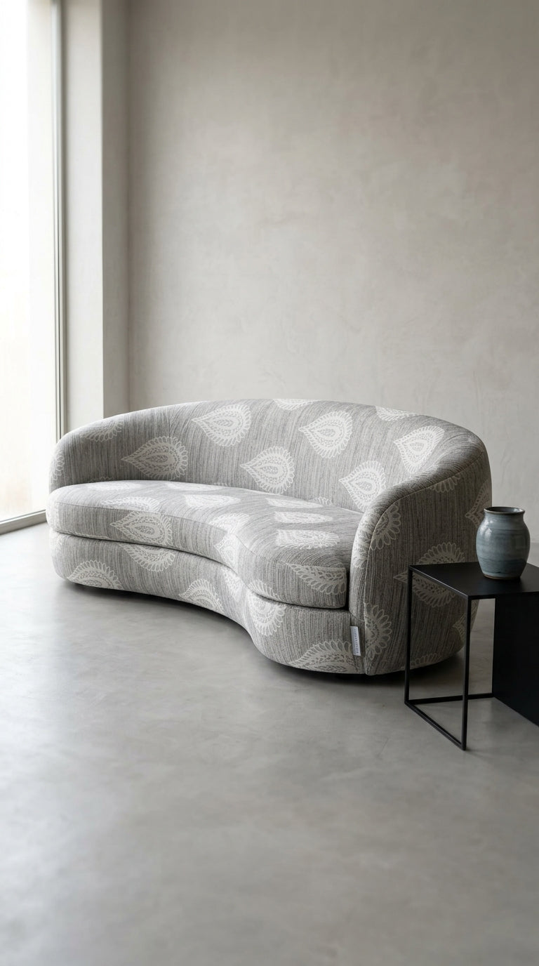 Damask Jacquard Silk Fabric — Teal & Ivory Premium
