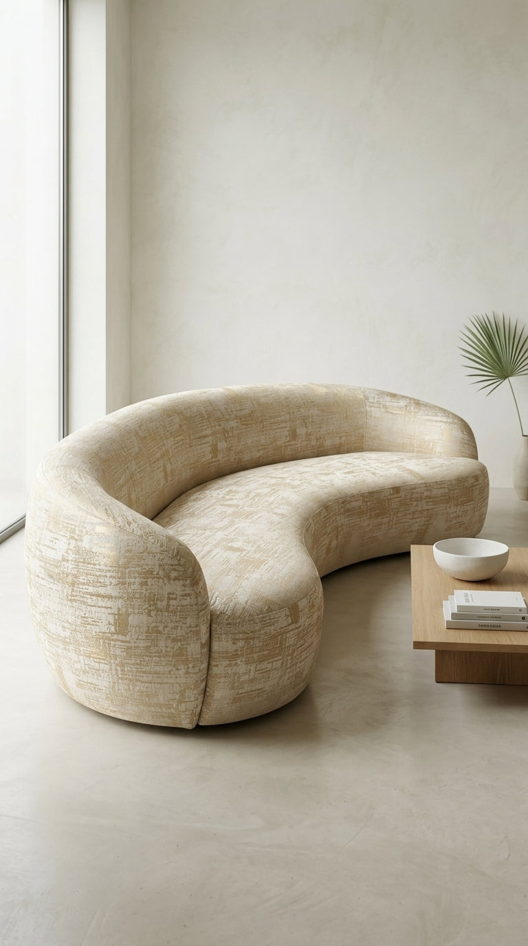 Abstract Satin Fabric — Ivory & Bronze