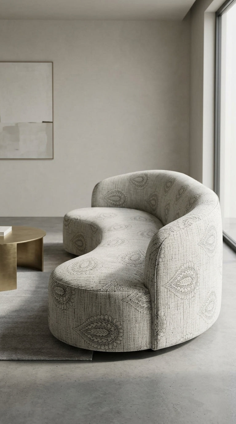 Textured Paisley Jacquard Fabric — Charcoal & Ivory Premium
