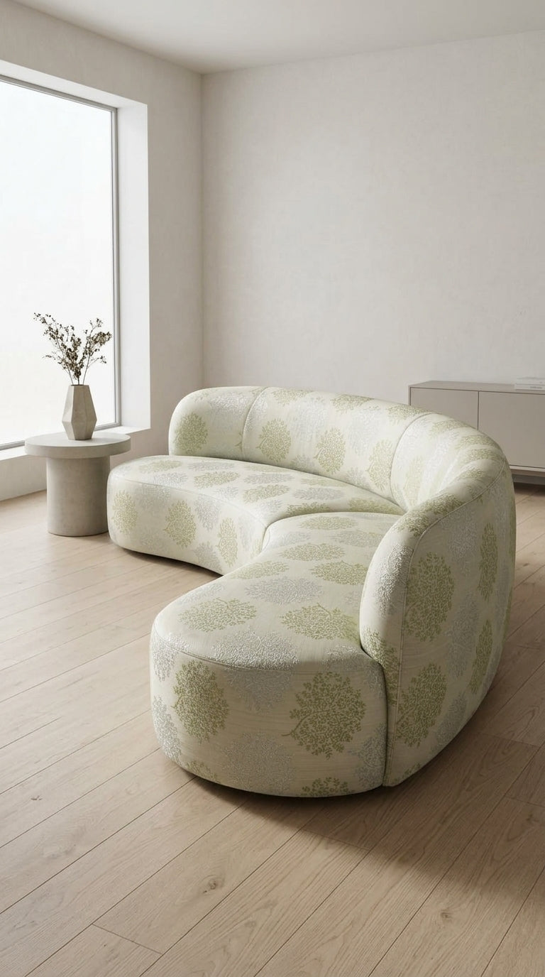 Tree Canopy Satin Fabric — Sage Green Tone-on-Tone
