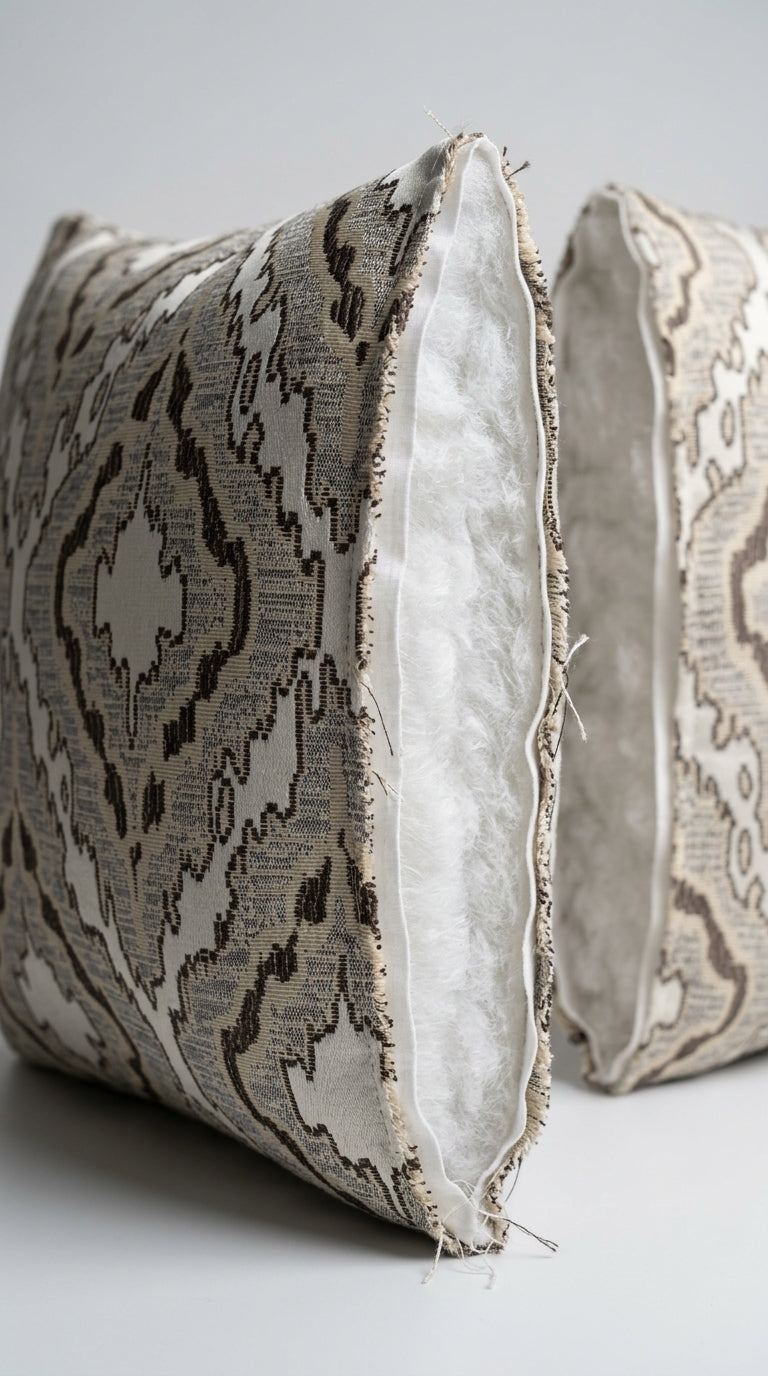 Ikat Diamond Jacquard Fabric — Ivory & Taupe Premium