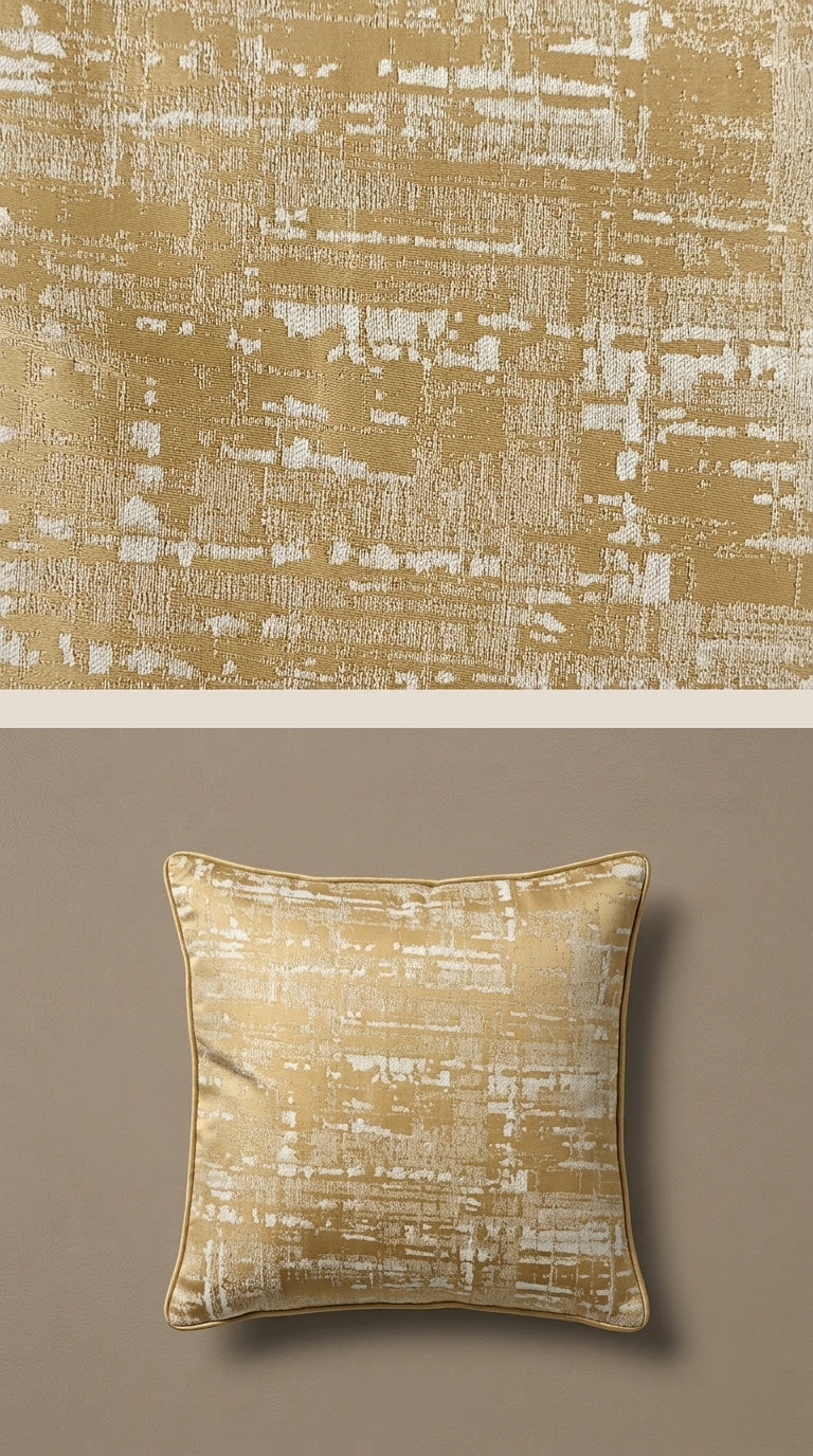 Abstract Satin Fabric — Gold & Ivory