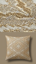 Ikat Jacquard Silk Fabric — Gold & Ivory Premium