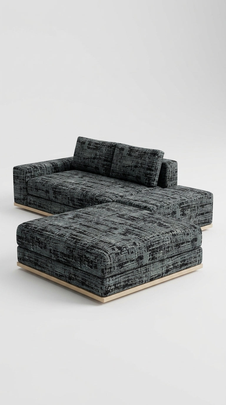 Abstract Distressed Jacquard Fabric — Black & Silver