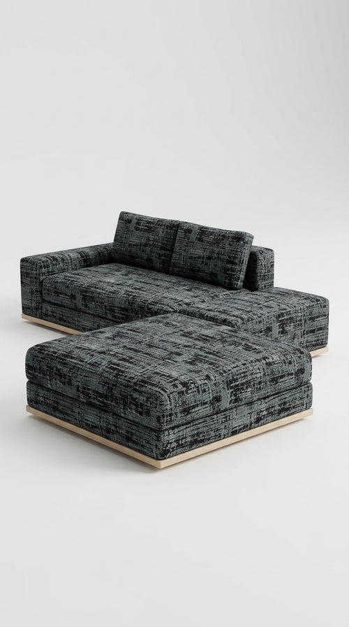 Abstract Distressed Jacquard Fabric — Black & Silver