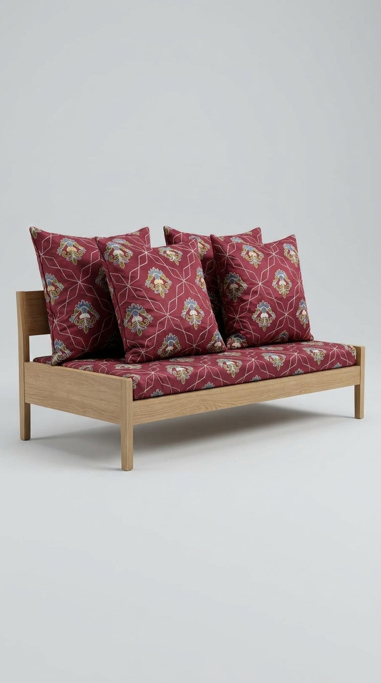 Maroon Embroidered Trellis Fabric