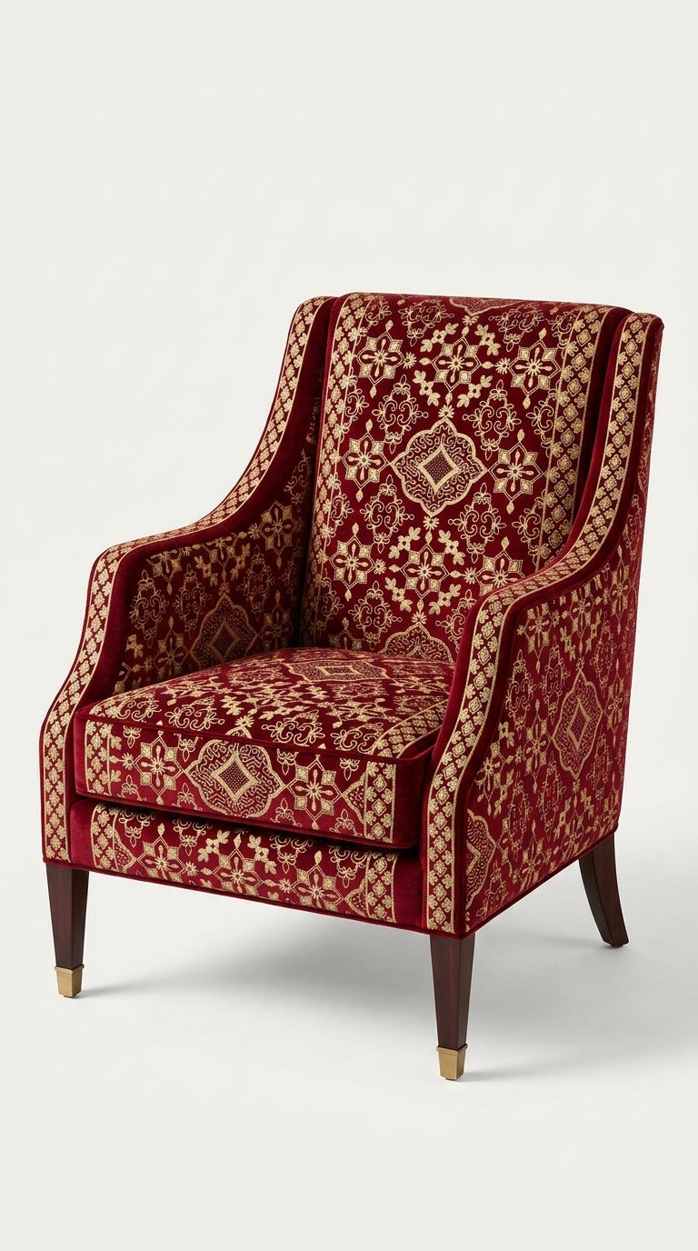 Burgundy Velvet Zari Embroidery Fabric