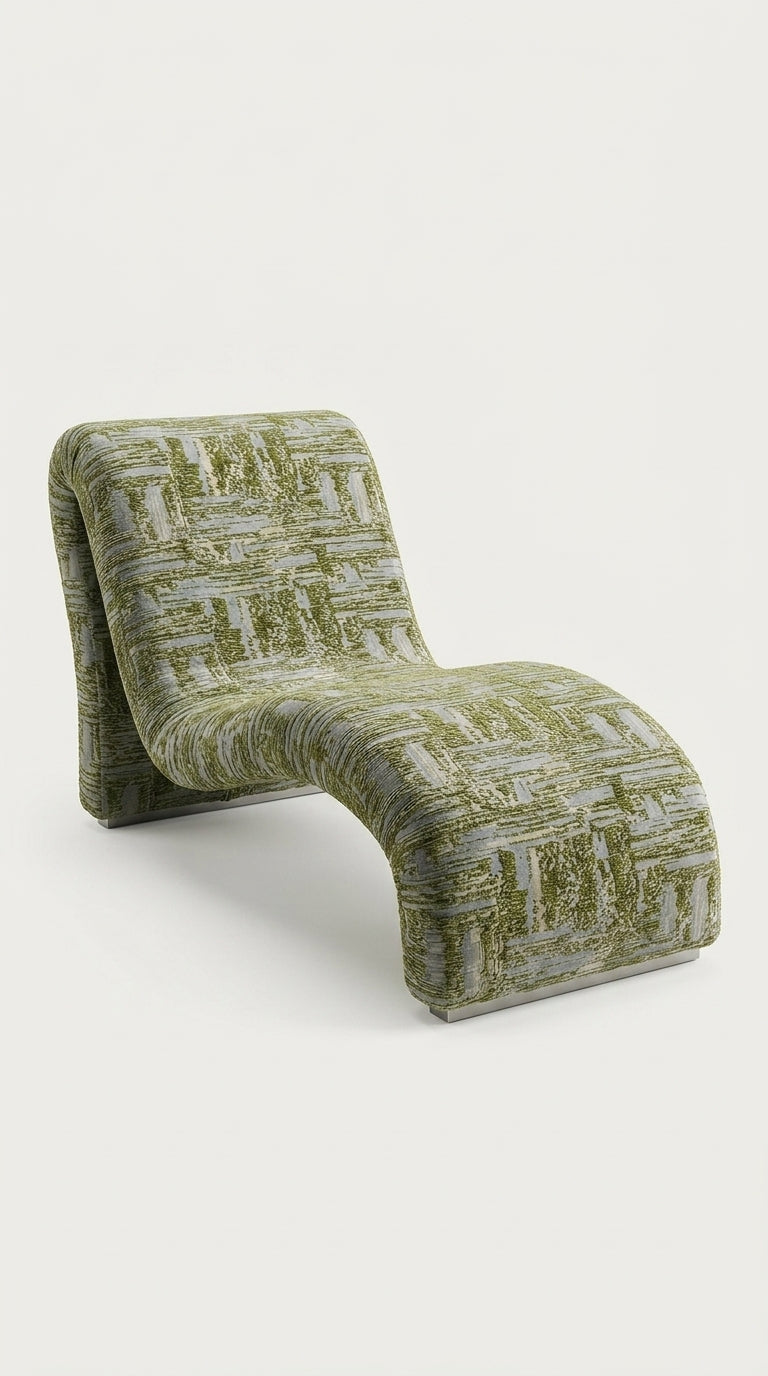 Textured Chenille Jacquard Fabric — Olive Green & Ivory