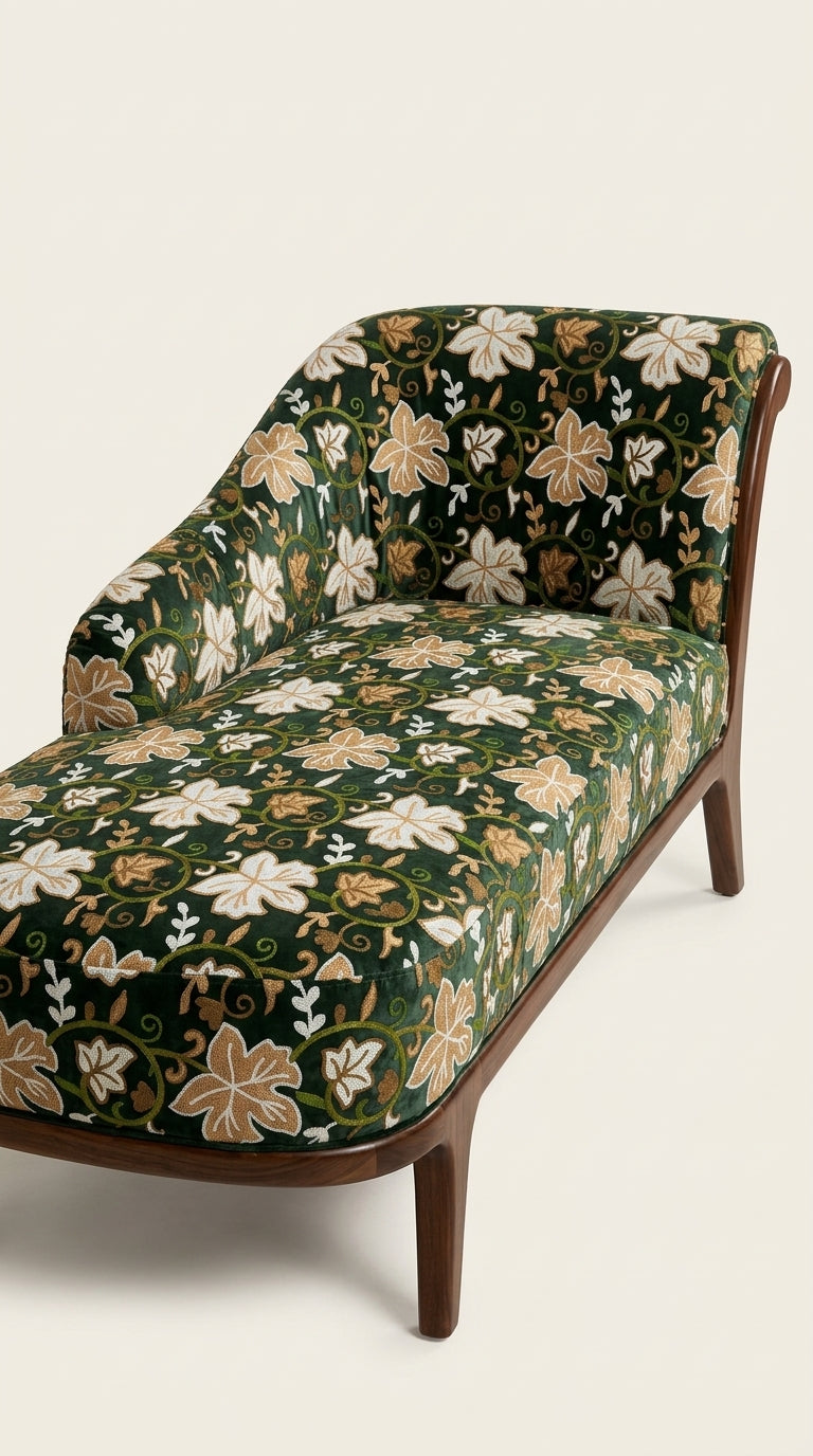Forest Green Velvet Crewel Embroidery Fabric