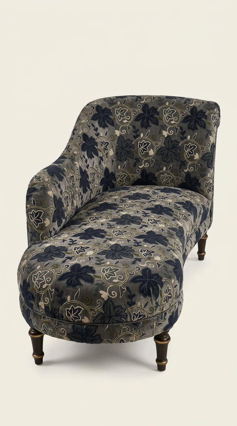 Embroidered Velvet Fabric — Dark Grey