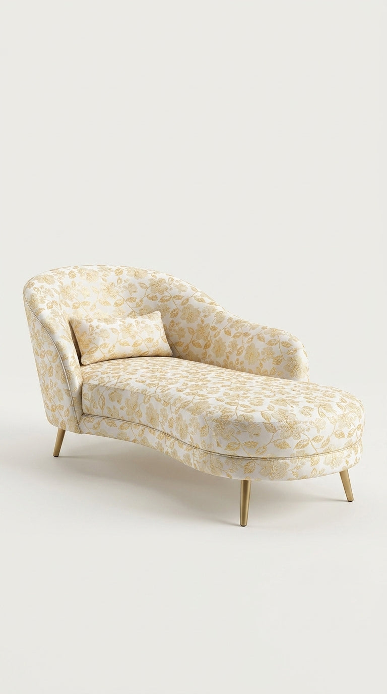 Floral Vine Brocade Fabric — Gold & Ivory