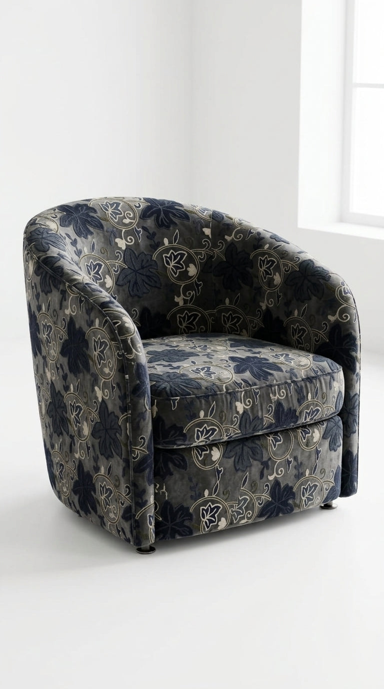 Embroidered Velvet Fabric — Dark Grey
