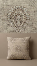 Paisley Embroidered Slub Fabric — Taupe & Sage Premium