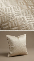 Basketweave Jacquard Silk Fabric — Ivory & Champagne Premium