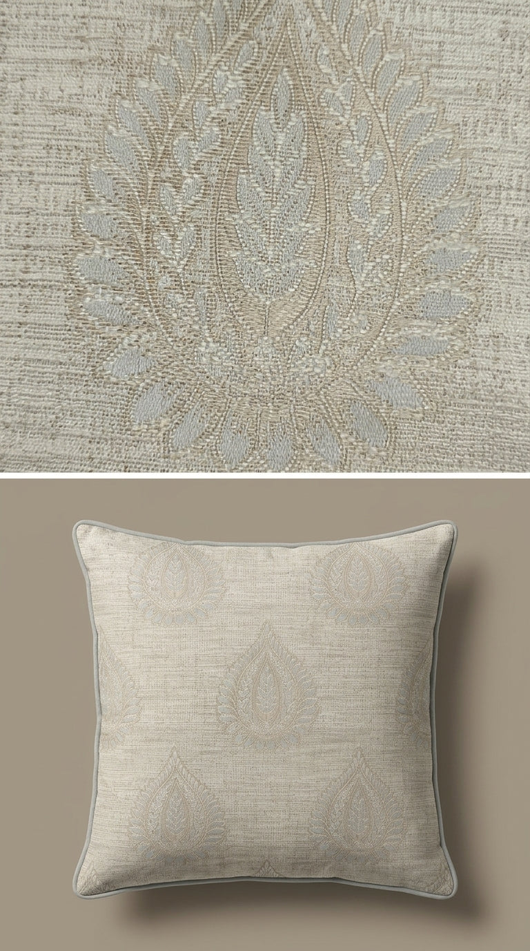 Textured Paisley Jacquard Fabric — Beige & Gold Premium