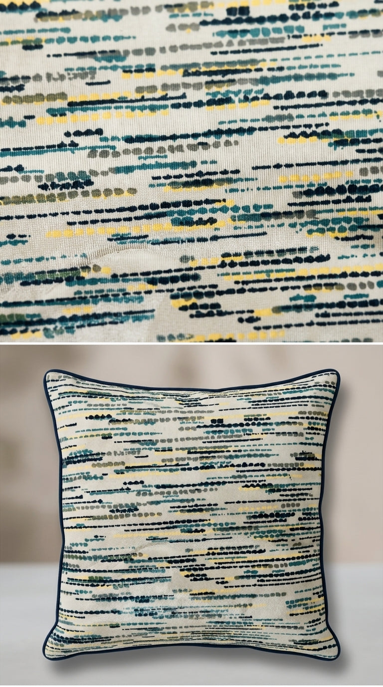 Abstract Multicolor Stripe Fabric — Teal & Mustard Premium
