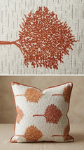 Printed Tree Motif Fabric — Rust & Terracotta Premium