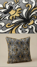 Charcoal Grey Baroque Embroidery Fabric