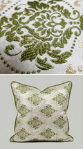 Green Damask Embroidered Fabric — Ivory & Olive