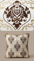 Damask Embroidered Fabric — Brown & Gold